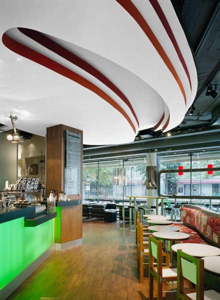 Vi erbjuder bland annat akustikputs - Läs mer om vårt projekt ESPRESSO HOUSE (STOCKHOLM) här.